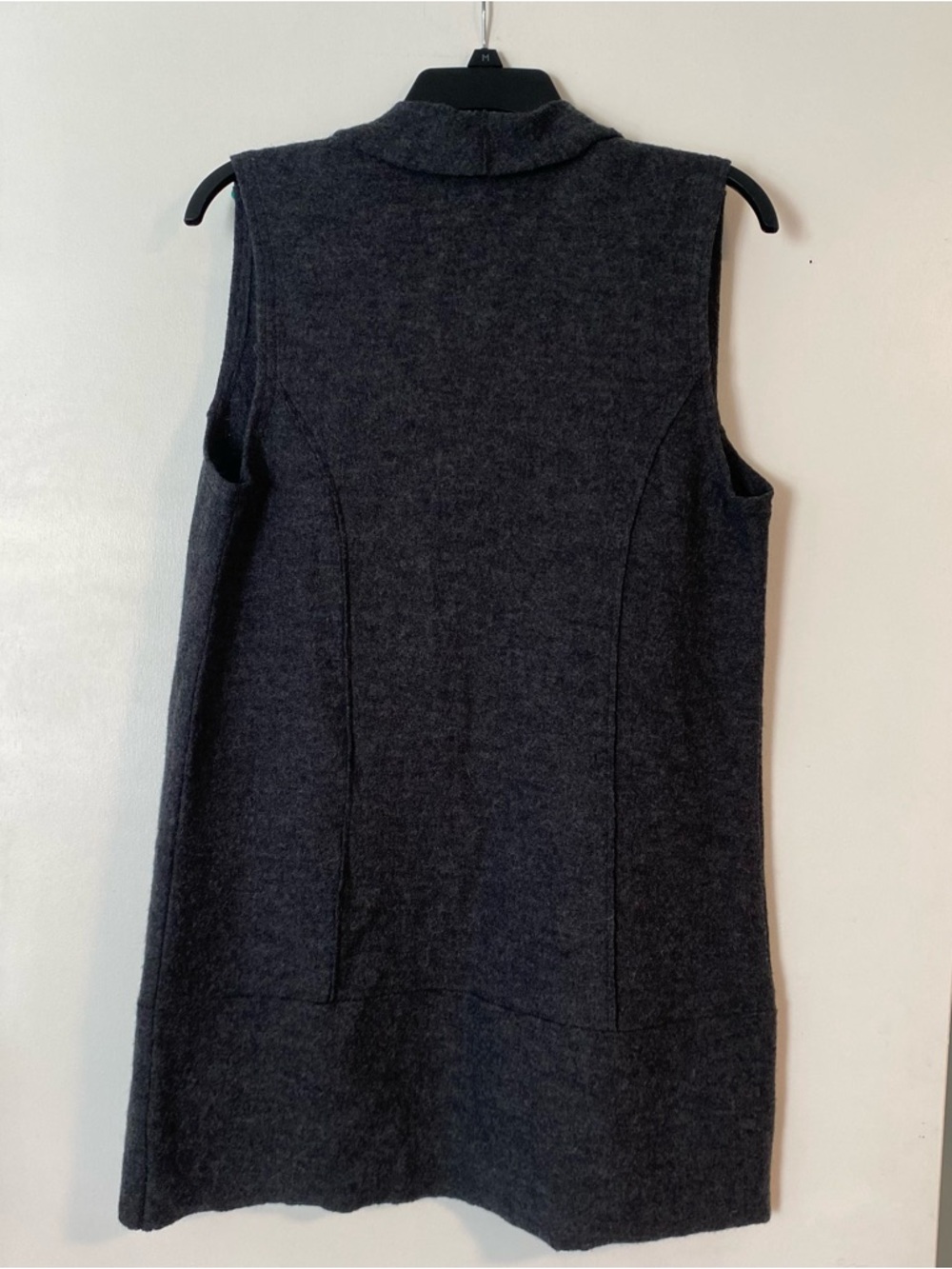 Tahari 100% Wool Sweater Vest Duster Sleeveless Open Front Gray M Capsule Work - Picture 5 of 5